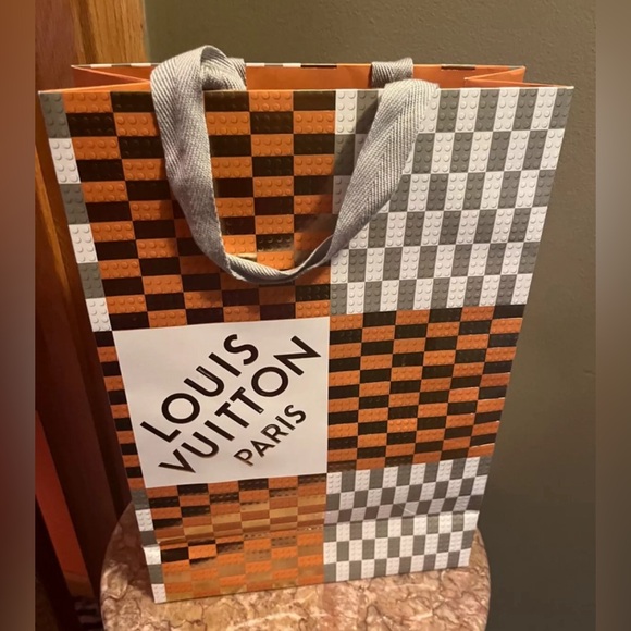 14” x 10” authentic Louis Vuitton Holiday Christmas Checkered Paper Shopping Bag - Picture 1 of 4